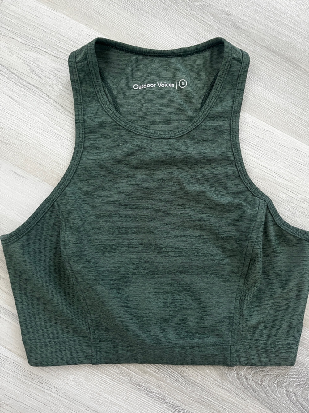 Outdoor Voices Athena Compress Crop Top/Sports Bra - Forest Green Size S